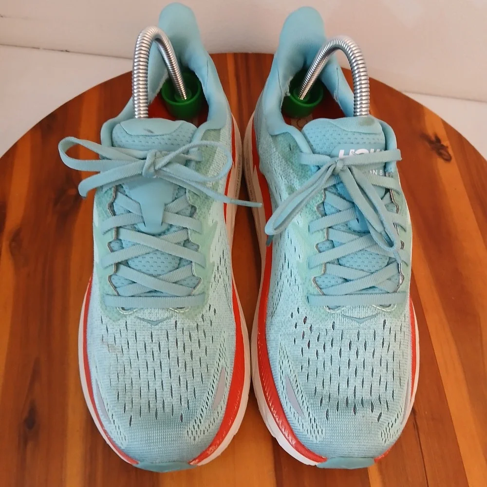 Hoka One One Clifton 8 Womens 9.5B Blue Running Shoes Sneakers 1119394 AEBL